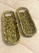 Water Hyacinth Wicker Basket Bundle Hand-Woven Storage Decor Natural Set of 2