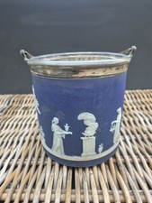 19th Century Wedgwood Biscuit Barrel Dark Blue Jasper Ware