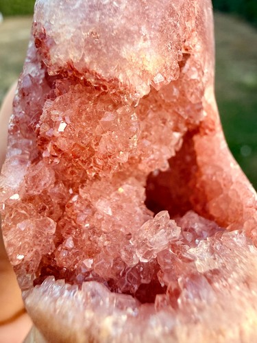 Rose quartz tumbled geode - quartz,