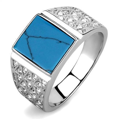Mens turquoise ring - , cz