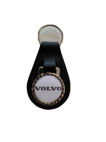Black leather keyring fob - black,
