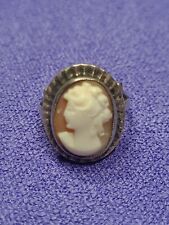 Antique Hallmarked Sterling Silver Cameo Ring , Birmingham