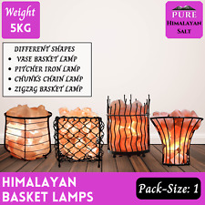 HIMALAYAN SALT BASKET LAMP WITH PINK CRYSTAL CHUNKS NATURAL ROCK SALT TABLE LAMP