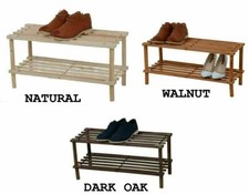 SHOE RACK 2 3 4 TIER FOOTWEAR STORAGE UNIT DARK OAK WALNUT NATURAL WOOD VERTICAL