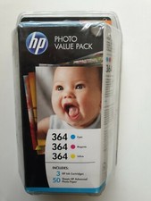 HP 364 Genuine Magenta Cyan Yellow Inks & Photo Paper Value Pack, T9D88EE, HP364