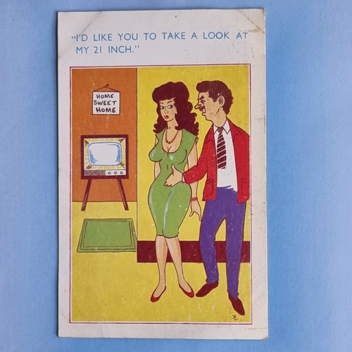 Comic postcard 1967 - comic, brunette