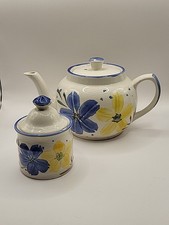 Crown Dynasty Tea Pot and Sugar Bowl Set Fine China Vintage