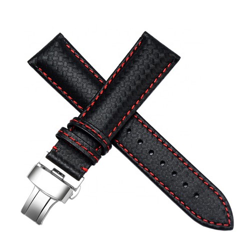 19mm black leather watch strap - leather,