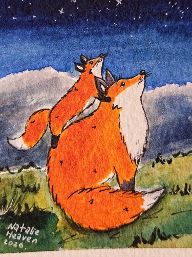 Fox father child moon - father,, &