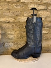 Tony Lama Womens Black Navy Embroidered Leather Cowboy Boots UK 7 US 9D Western