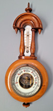Antique Victorian Arched Boxwood Treen Barometer 32cm long