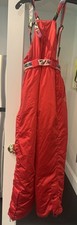 Leonard Paris red Ski bib suit with logo multicolor belts sz 2 US Made in France