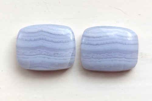 Blue lace agate cabochon pair - cabochon,