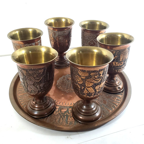 Etched copper brass goblets - etched,
