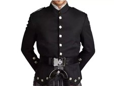 Scottish Black Kenmore Doublet Kilt Jacket Military Piper Drummer Doublet jacket