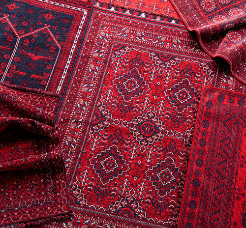 Afghan series red rug - red,