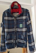 Superdry Childs Small Navy Blue Quilted Check Jacket 