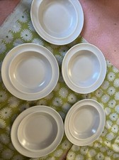 Vintage Poole Pottery Twintone (Mushroom and Sepia)  5 Cereal/Dessert Bowls 16cm