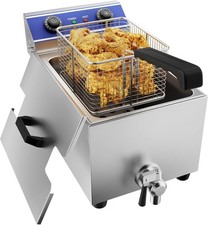 Electric Deep Fryer Single Tank Deep Fat Fryer Stainless Steel 2500W 6L TAIMIKO