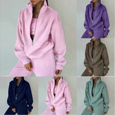 2PCS UK Ladies Tracksuit Hoodie +Jogging Pants Set Sport Suit Lounge Wear Outfit