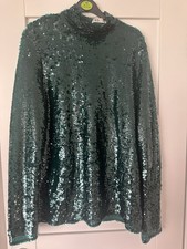 Zara Limited Edition Green Sequin Co Ord Size L