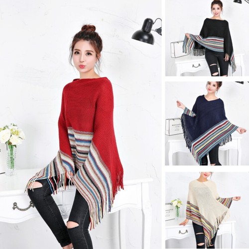 Women rainbow stripe poncho - women,