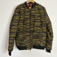 Men's Wezc WeSC Bomber Jacket Tiger Striped Camo Pattern Utility ? L/XL  - Flaws