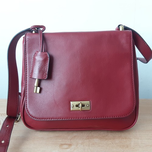 Fossil leather bag - leather, red