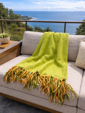 Lime Green Orange Fringe Throw