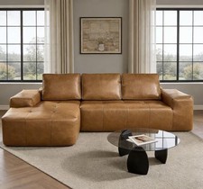 114 Brown Leather Couch L