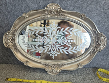 Oval Silver Wooden Mirrored