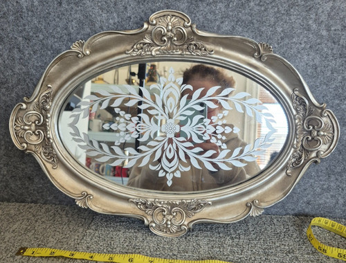 Oval silver wooden - silver,