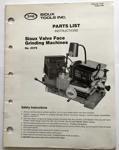 Sioux 2075 valve face - valve, grinding