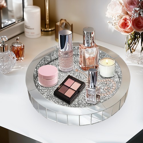 Silver decorative tray mirored - decorative,