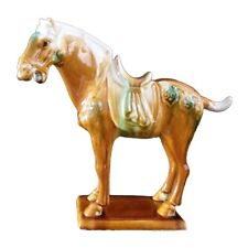 Vintage Chinese Repro Tang Dynasty Ceramic War Horse Figurine 6x6.5”