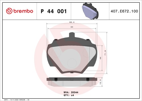 P44001 brake pad - pad, set,