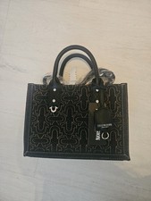 True Religion Black Denim Handbag Embroidered Logo New Womens Gift Crossbody