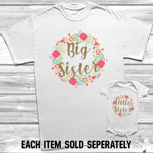 Floral big sister little - floral,