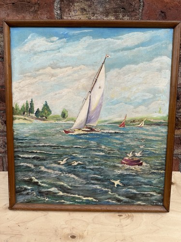 Vintage oil painting - oil, sailing