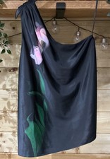 Ex Ted Baker Black Satin One Shoulder Top With Floral Detail  Size 10