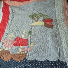 Laura Ashley Pirate Ship Nautical Child's Bedspread  Good Condition 