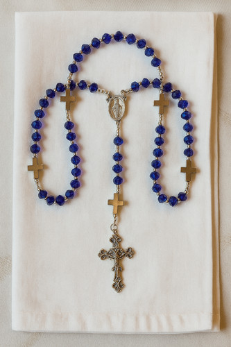 Royal blue crystal rosary - blue,