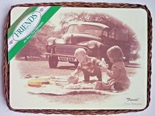 Cute Boy & Girl "Friends" 6 Assorted Place Mats in Lovely Woven Wicker Basket
