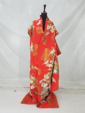 Vintage Japanese Red Uchikake Wedding Kimono with Gold & Silver Embroidery