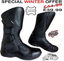 BLACK DOUBLE BUCKLE MENS MOTORBIKE / MOTORCYCLE TOURING LEATHER SHOES / BOOTS