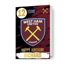 Birthday Card West Ham United FC, Personalise Name & Age With Included Stickers