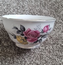 Pretty Floral Pink Rose Royal Vale Bone china Sugar Bowl