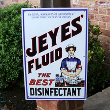 Enamel Sign Jeyes Fluid - Original Garnier 1970's Rare Larger Stunning Shop Sign