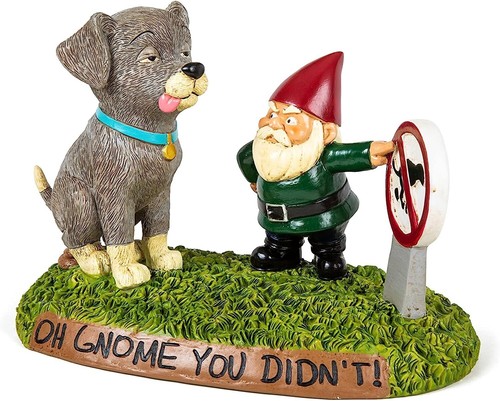 Large garden gnome - bad, dog