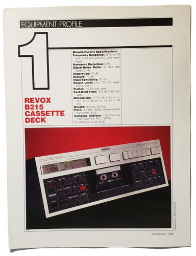 Studer revox catalog b215 - studer,